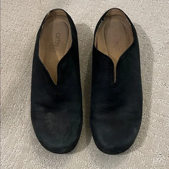 Earth Black Leather women’s clog shoes, size 9 - Picture 1 of 5